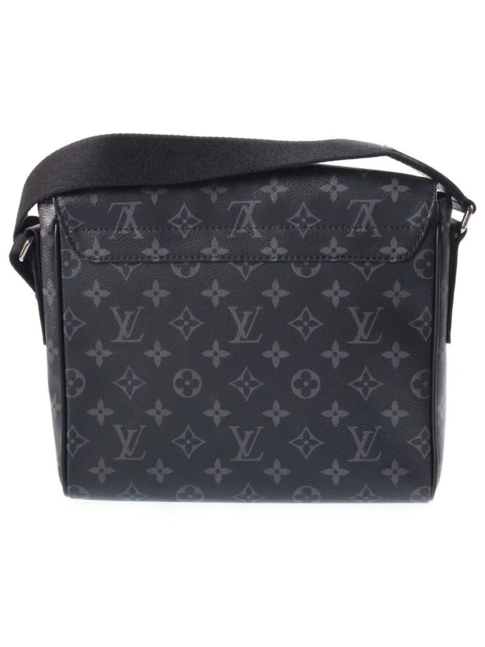 Louis Vuitton Monogram Eclipse District PM Shoulder Bag Black Leather Silver